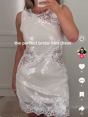 Anthropologie BHLDN Sequin and Lace Mini Dress in Ivory NWOT